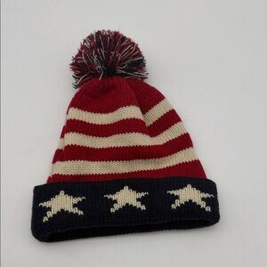 American Flag Striped‎ Pom-Pom Hat